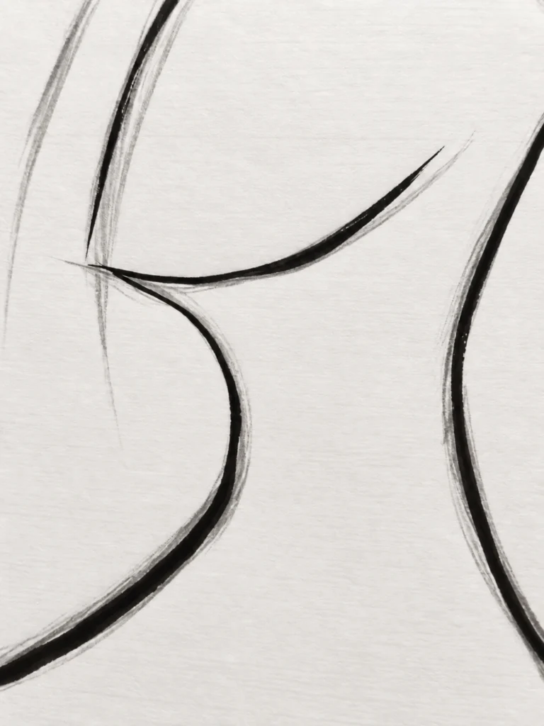 Eco 3, detalle central del trazo en tinta china
