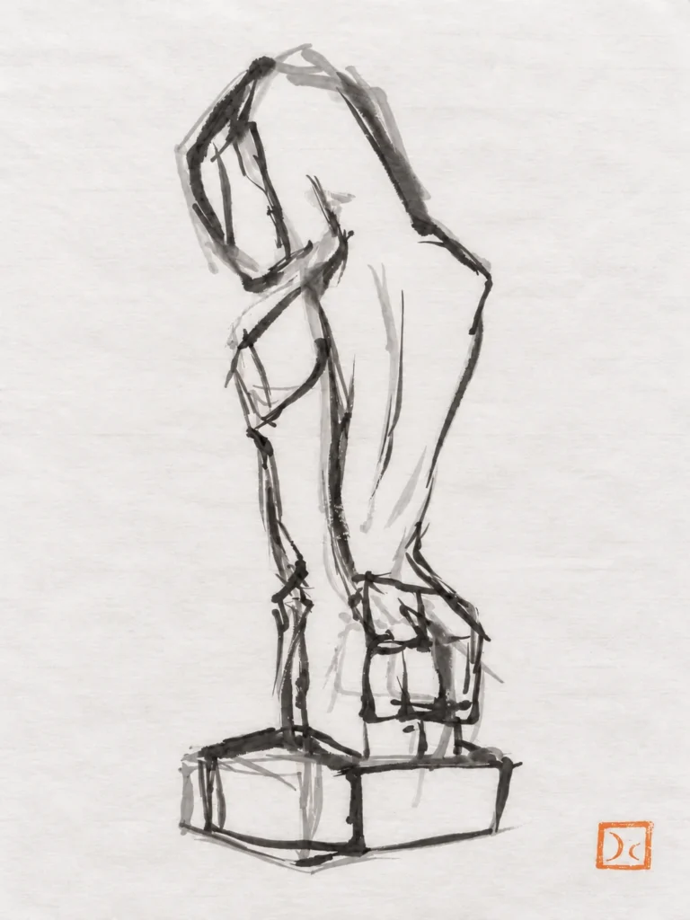 Boceto de Heracles de David Gómez, serie Corpóreo, vista frontal