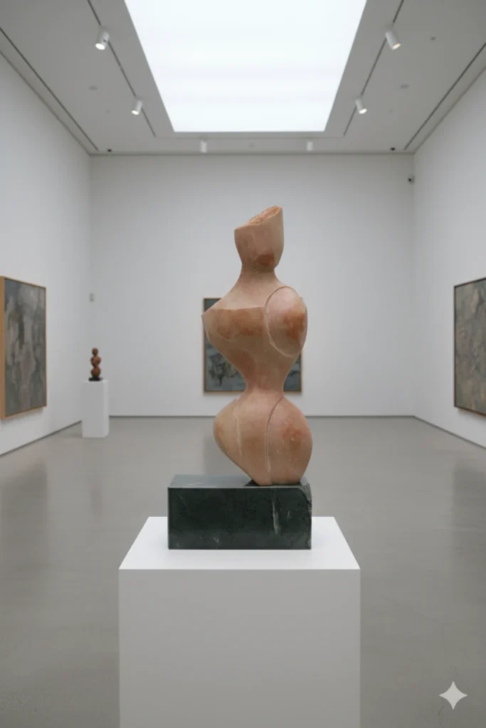 Atenea, escultura en mármol Rosa Zarci de David Gómez