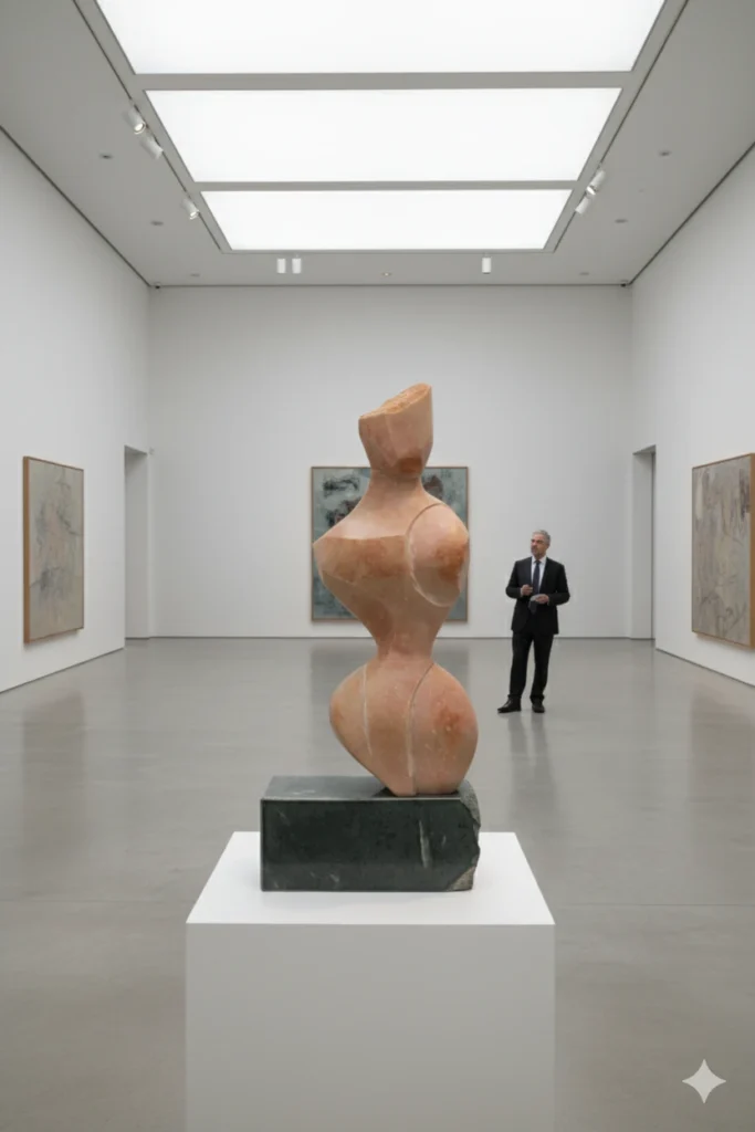 Atenea, escultura en mármol Rosa Zarci de David Gómez