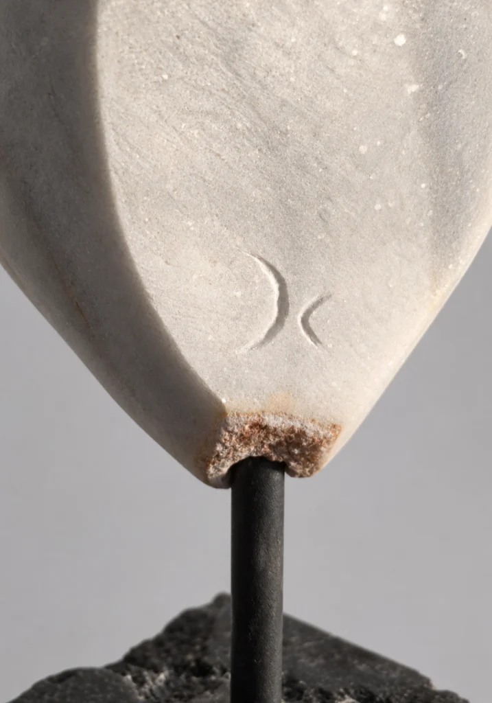 Resiliencia, detalle de la unión metálica entre escultura y base